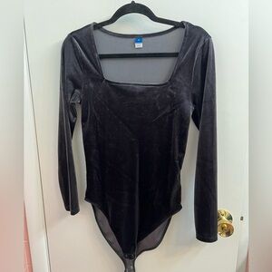 Old Navy dark grey velour bodysuit, size medium